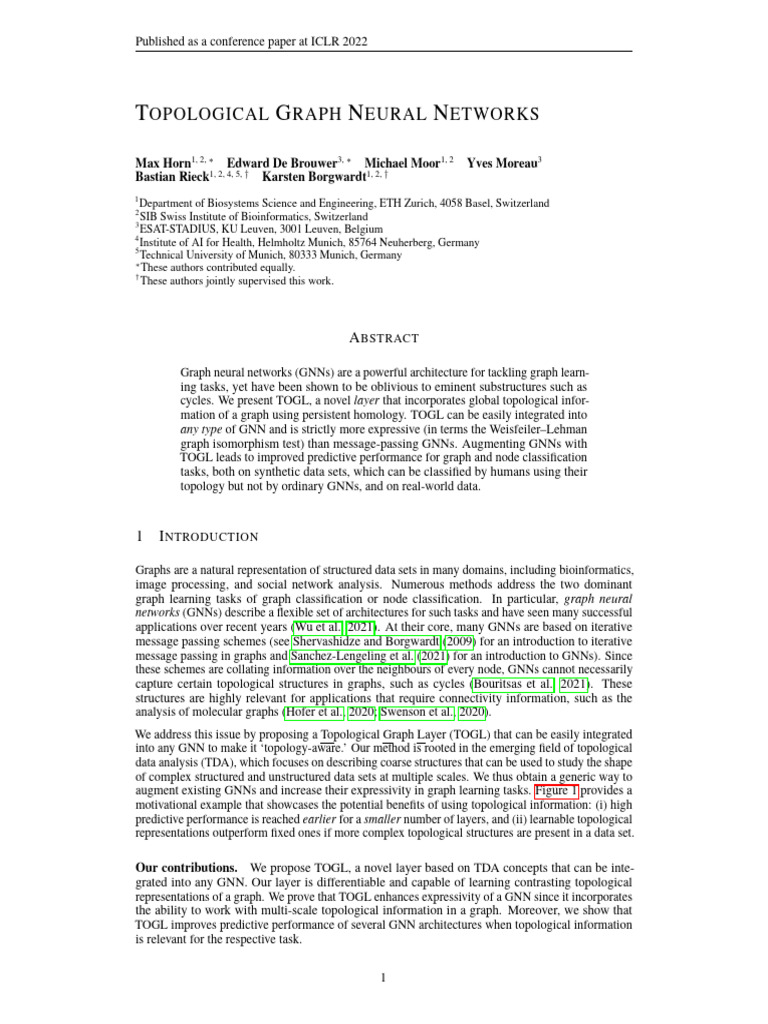 Topological Graph Neural Networks (TOGL) | PDF | Mathematical Relations ...