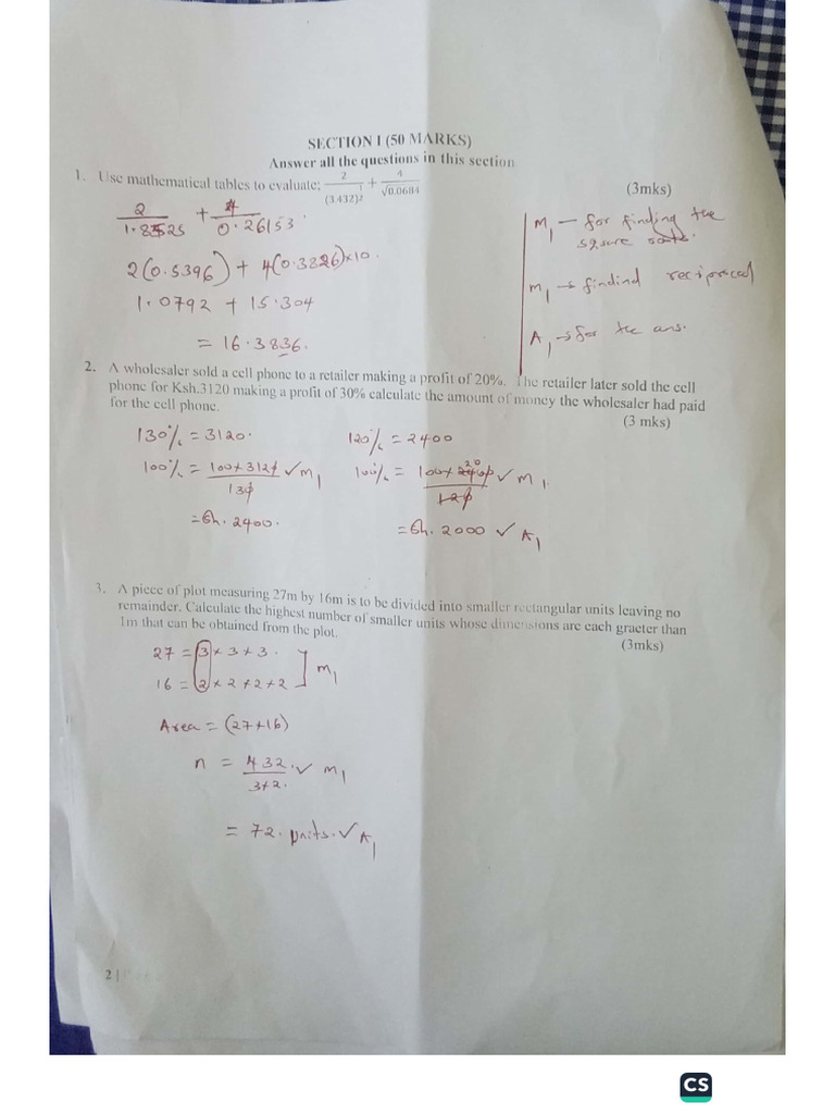 Maths p1 Ms | PDF