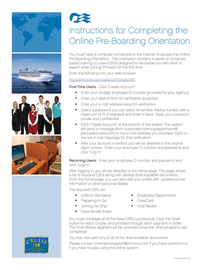 Instructions For Completing The Online Pre-Boarding Orientation | PDF