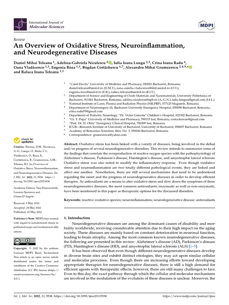 Oxidative Stress and Neurodegeneration Overview | PDF | Reactive Oxygen ...