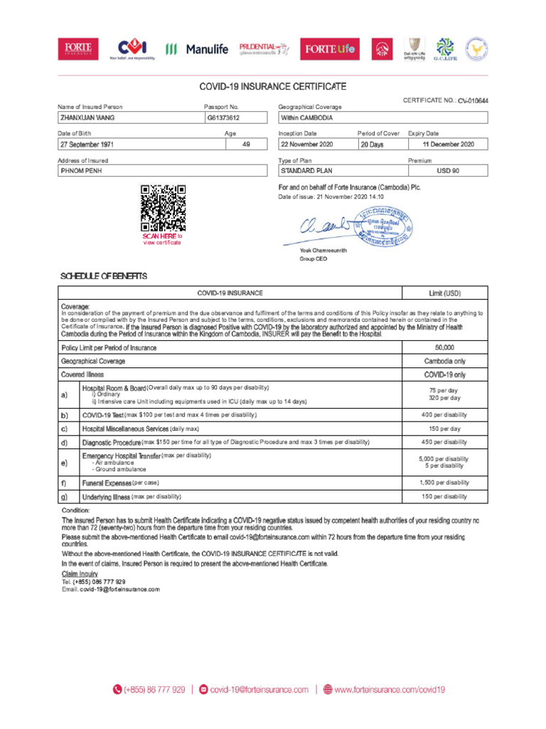 Covid-19 Insurance Certificate Group 05 13 | PDF