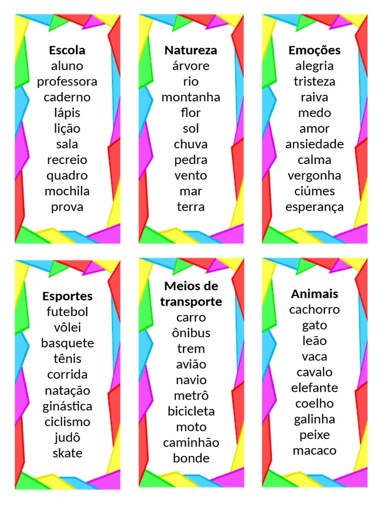 Listas de Palavras Por Campo Semântico | PDF
