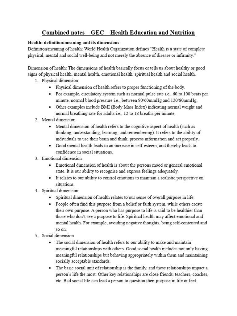 Health Education: Dimensions of Wellness | PDF | Anorexia Nervosa ...