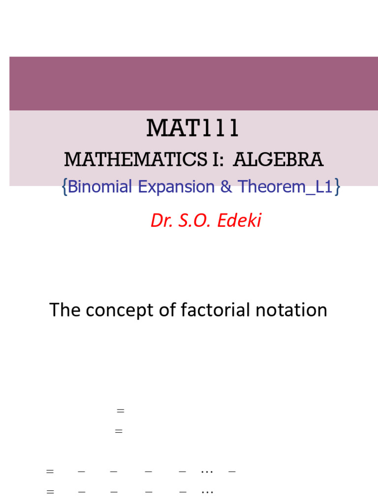 Binomial Expansion and Factorials Guide | PDF | Variable (Mathematics ...