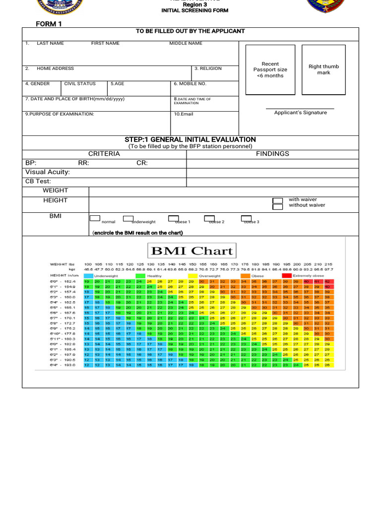 Region 3 Health Service Screening Form | PDF