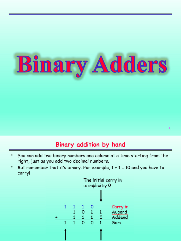 Binary Adders and Comparators Explained | PDF | Computer Engineering ...