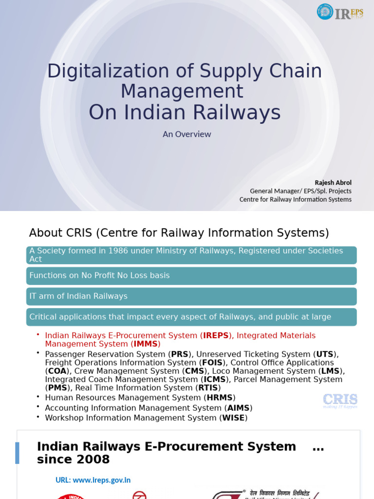 Digitalization of Supply Chain Management: On Indian Railways | PDF ...