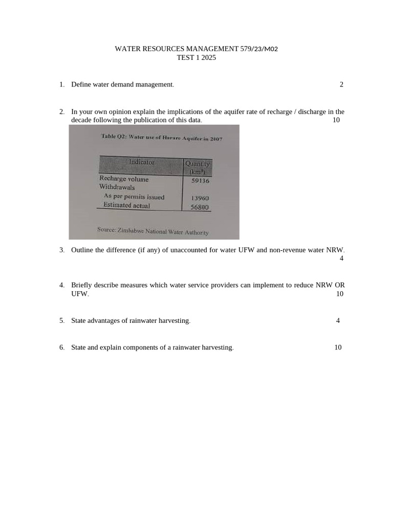 Water Resources Management Assignments | PDF | Water Resources | Water