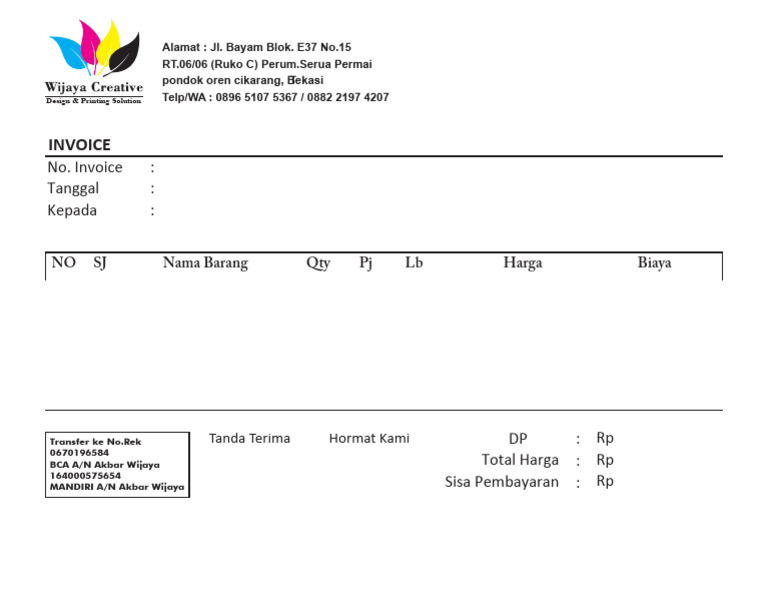 Contoh Nota Faktur Invoice | PDF