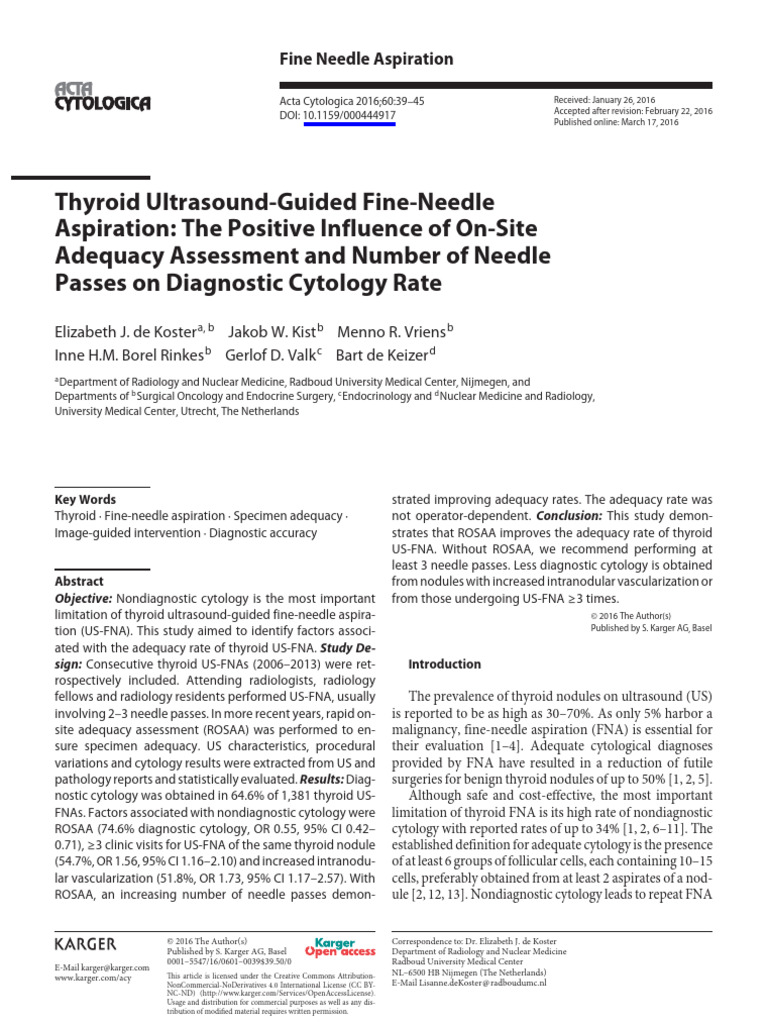 Thyroid FNA: Impact of On-Site Assessment | PDF | Cytopathology ...
