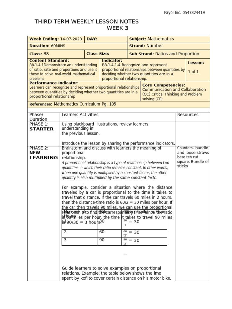 B8-MATHS-WK3 | PDF | Ratio | Variable (Mathematics)