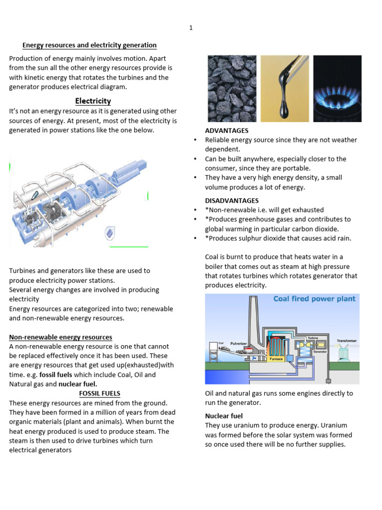 Energy Resources for Electricity Generation | PDF | Energy Development ...