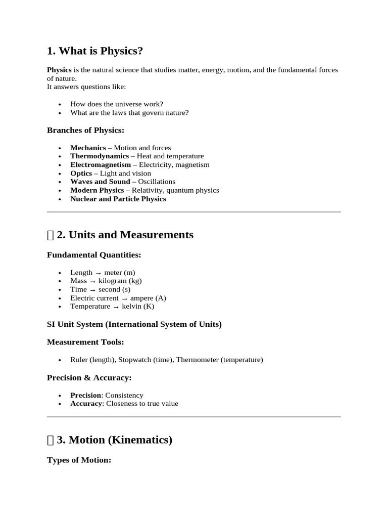 Overview of Physics Concepts and Principles | PDF | Force | Waves