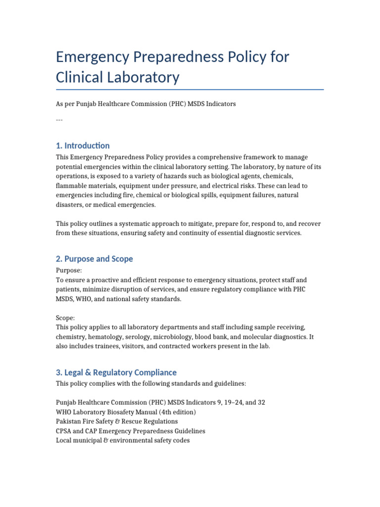 Emergency Preparedness in Clinical Labs | PDF | Emergency | Laboratories