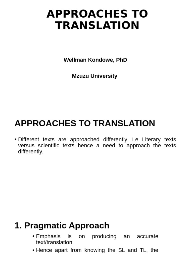 Approaches to Translation Techniques | PDF | Translations | English ...