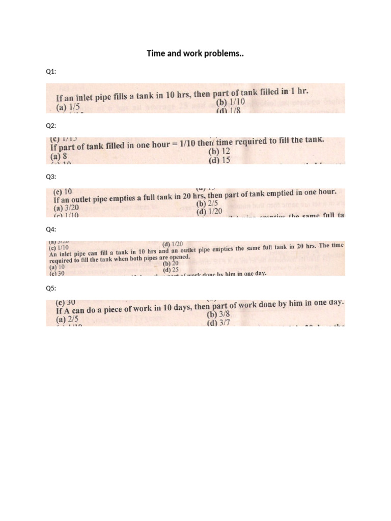 Time and Work Problems | PDF