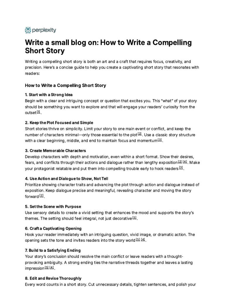 Write A Small Blog On - How To Write A Compelling | PDF | Plot ...