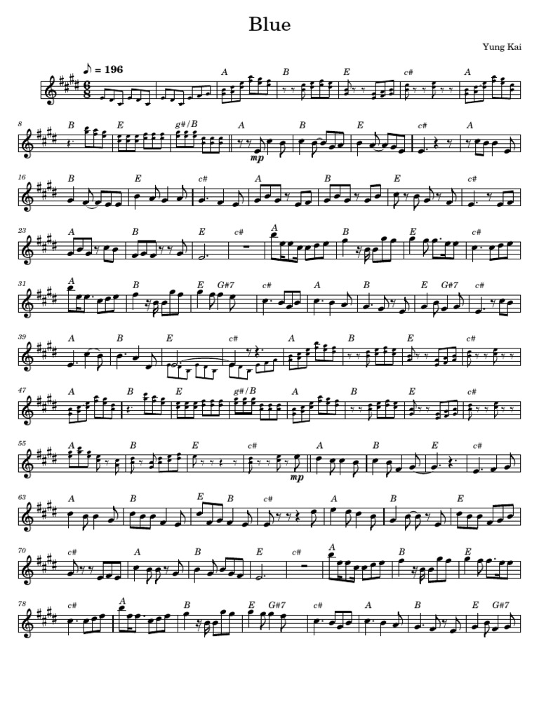 Blue - Yung Kai (Score With Chords) | PDF