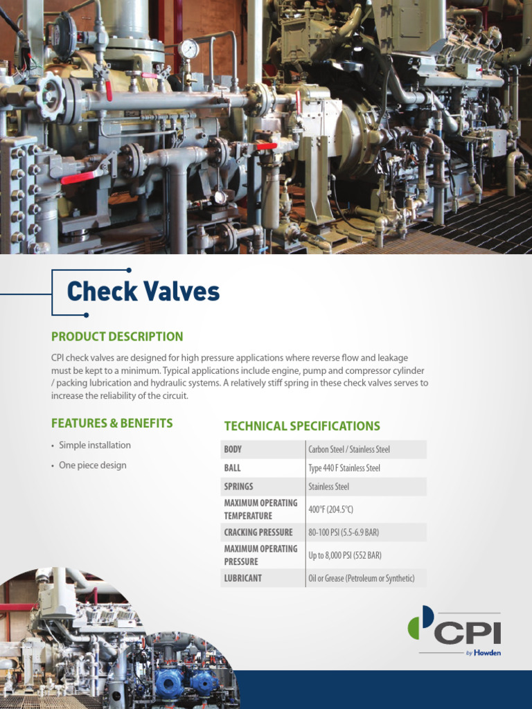 High-Pressure CPI Check Valves Overview | PDF | Valve | Equipment