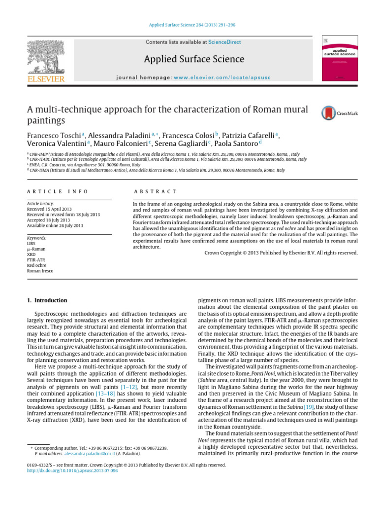 Characterizing Roman Mural Paintings | PDF | Spectroscopy | Iron