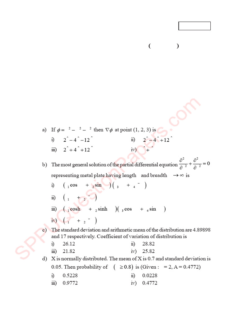 M3 Engineering Mathematics Question Paper | PDF | Mathematical Analysis ...
