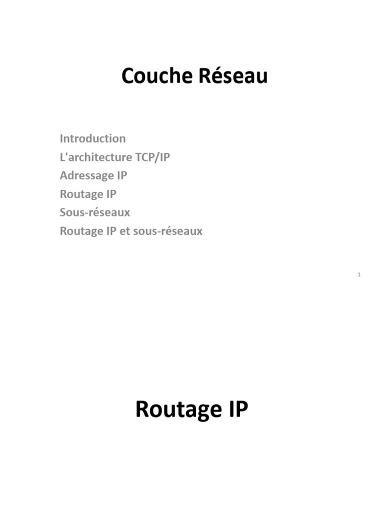 Routage IP et Adressage Local | PDF | Routage | Protocoles Internet