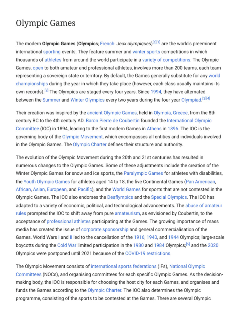 Overview of the Olympic Games | PDF | Olympic Games | Paralympic Games