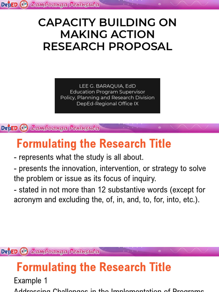 Action Research Proposal Capacity Building | PDF | Innovation ...