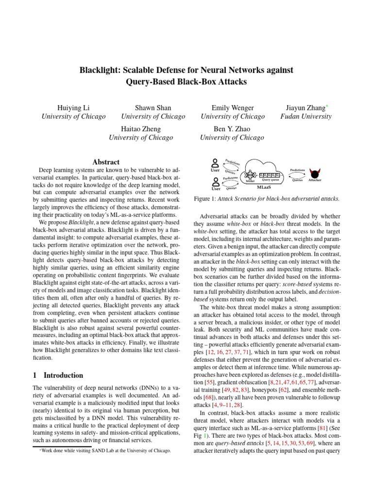 Blacklight: Defense Against Black-Box Attacks | PDF | Learning ...
