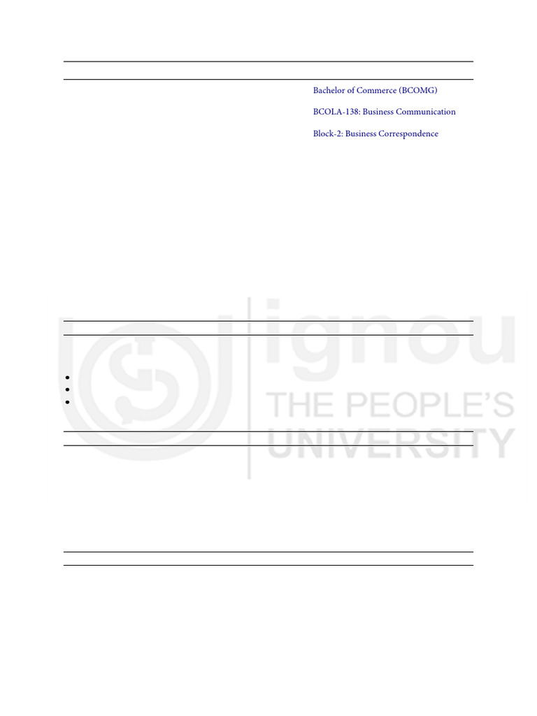 IGNOU, BCOMG, BCOLA-138, B-2, U-7 - Business Correspondence-I | PDF ...