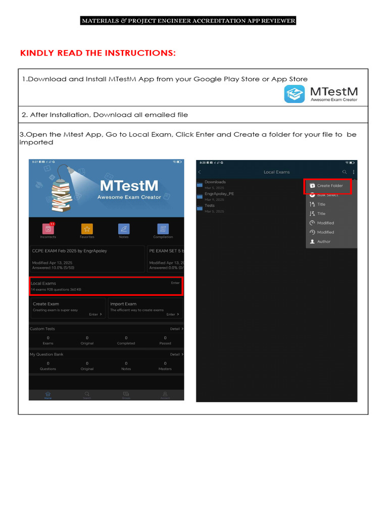 MTestM App Installation and Usage Guide | PDF