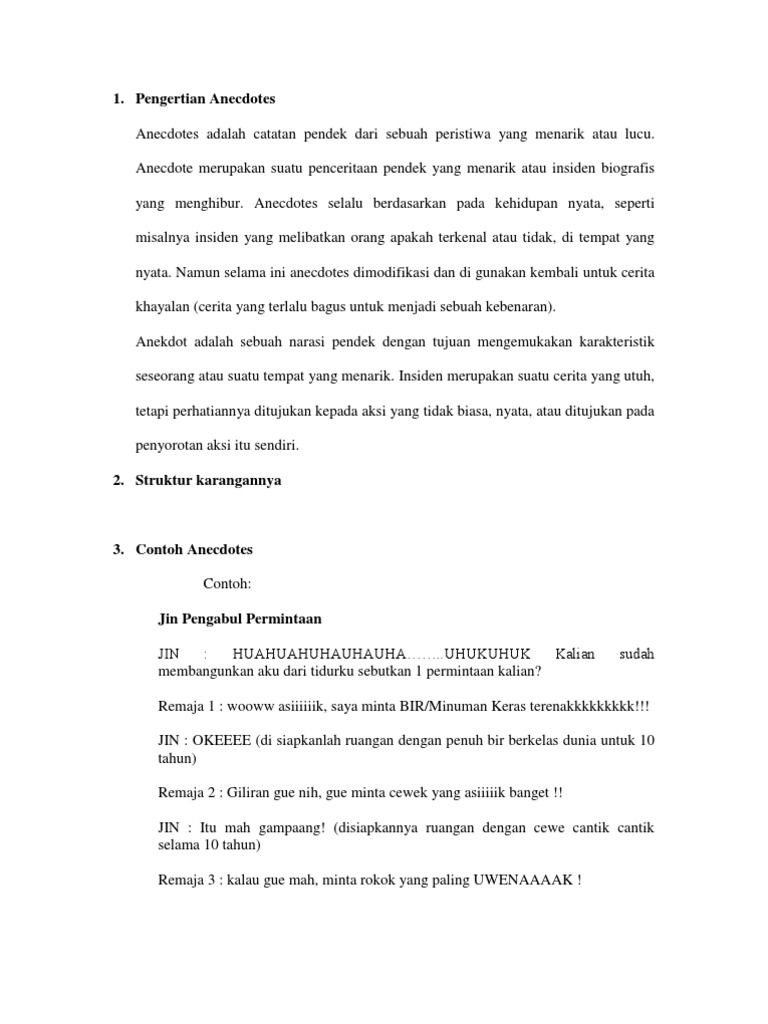 Pengertian Anecdotes Pengertian Anecdotes