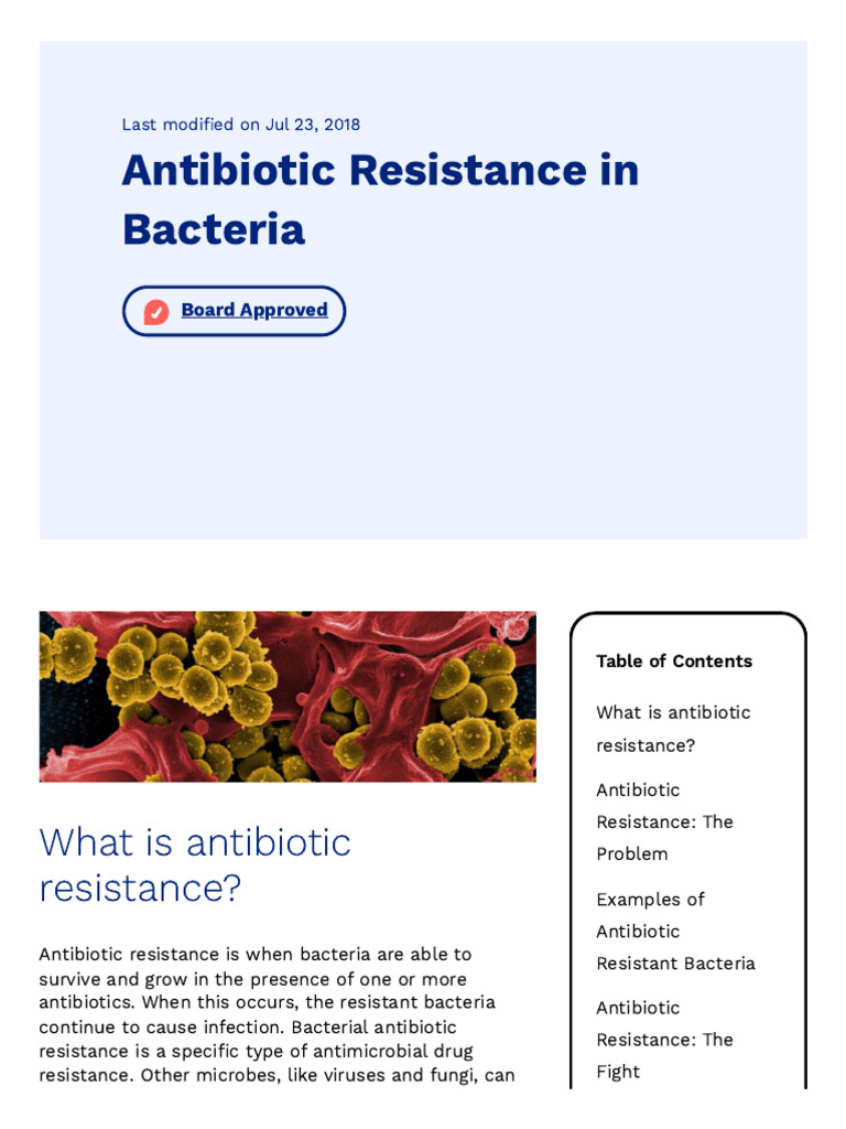 Antibiotic Resistance in Bacteria | PDF | Antimicrobial Resistance ...