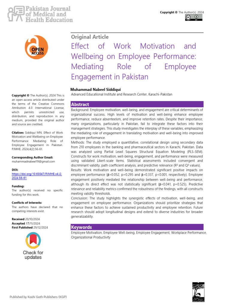 Effect of Work Motivation and Wellbeing On Employee Performance | PDF ...
