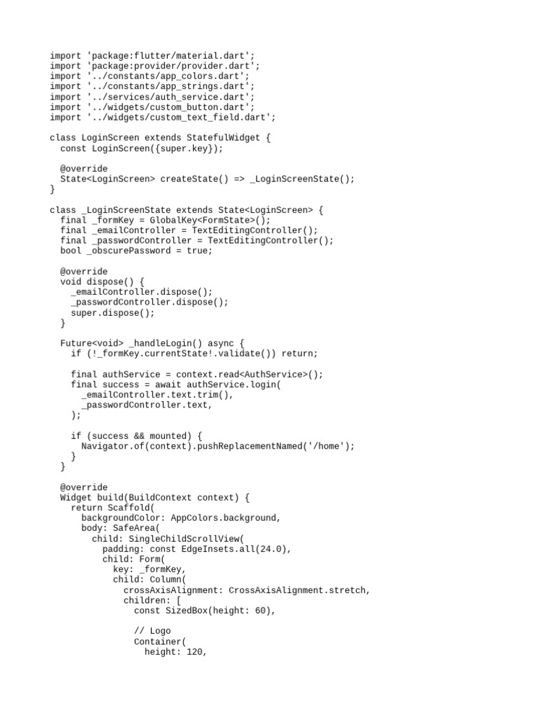 Restaurant Login Screen Implementation | PDF | Computer Programming