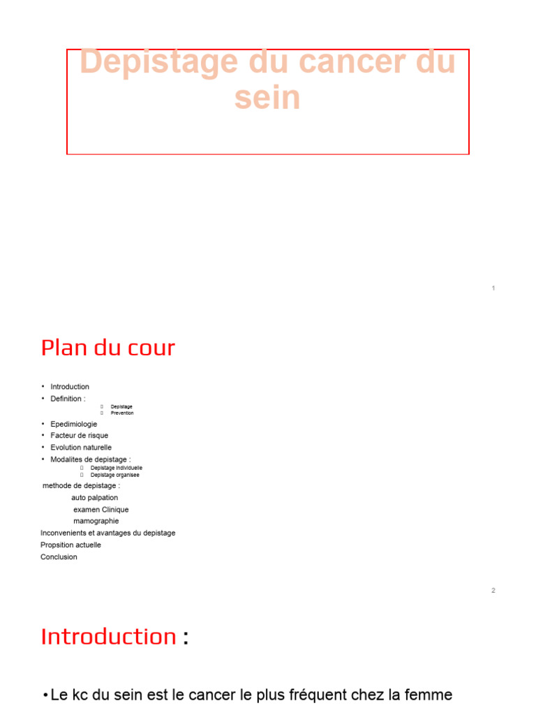 Dépistage du cancer du sein : enjeux et méthodes | PDF | Mammographie ...