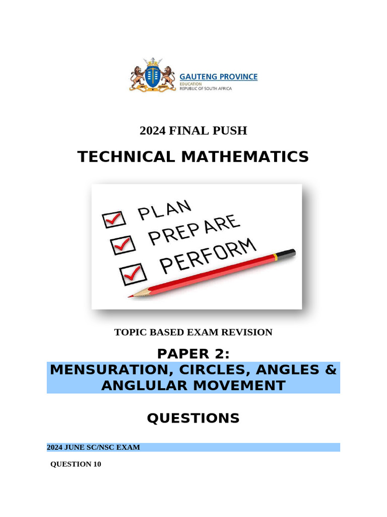 2024 Technical Maths Exam Revision Guide | PDF | Area | Angle