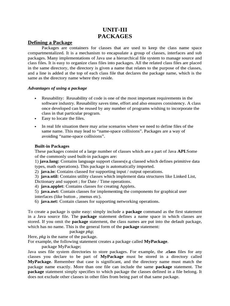 Advantages of Java Packages | PDF | Class (Computer Programming ...