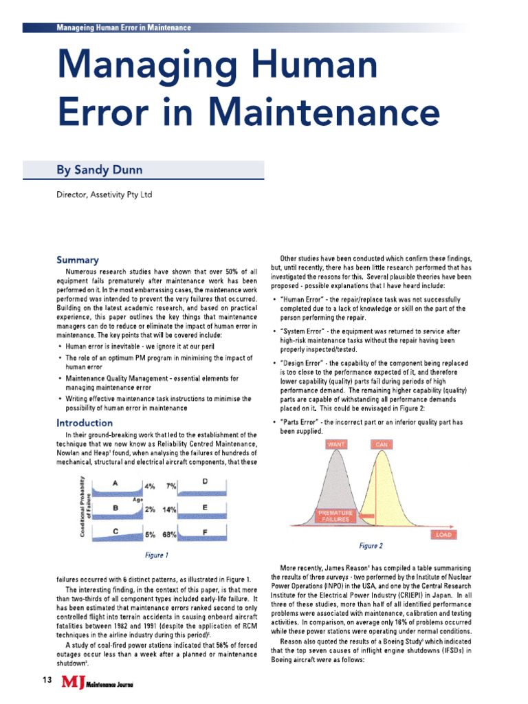 Managing Human Error Maintenece Journal. | PDF