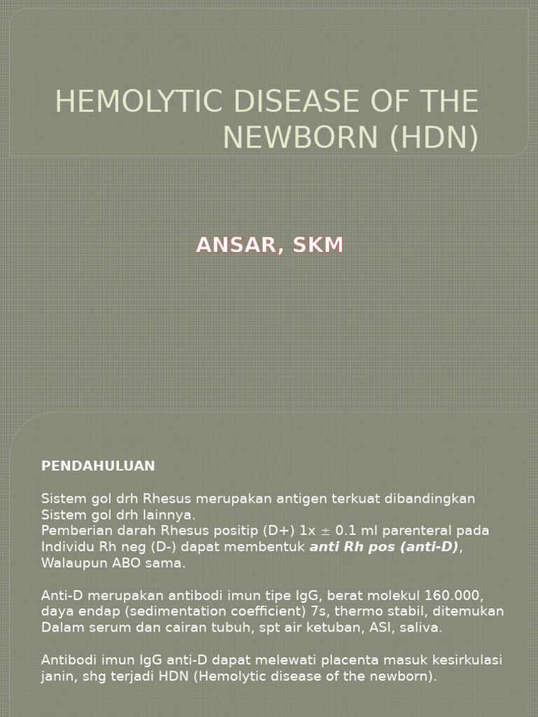 Hemolytic Disease of The Newborn (HDN) | PDF