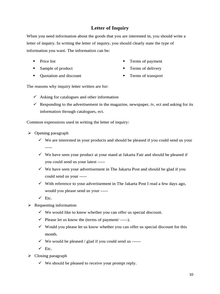 How to Write a Letter of Inquiry | PDF