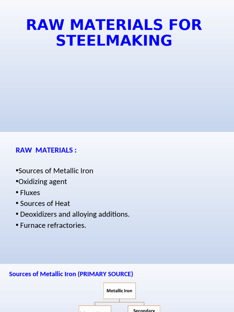 Raw Materials and Thermodynamics Aspects of Steelmaking | PDF ...