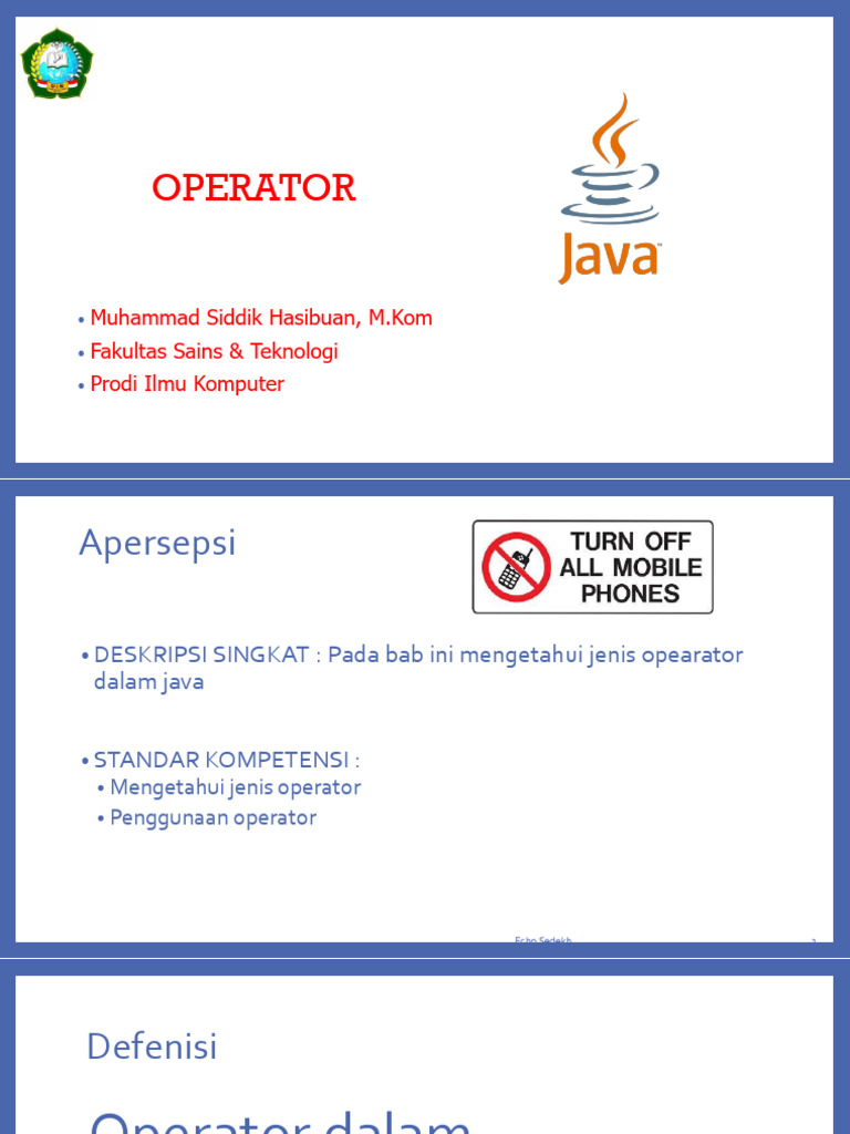 Jenis Operator dalam Pemrograman Java | PDF