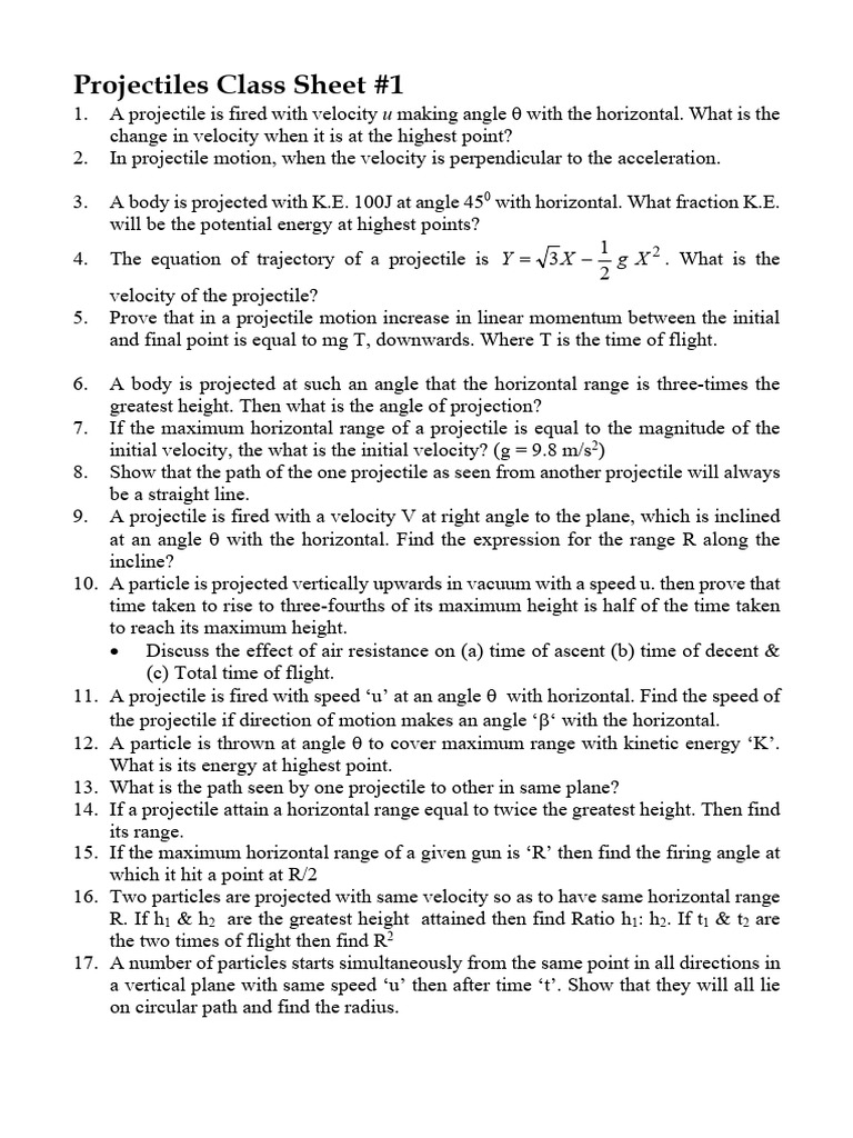 Projectile Motion Concepts and Problems | PDF | Projectiles | Velocity