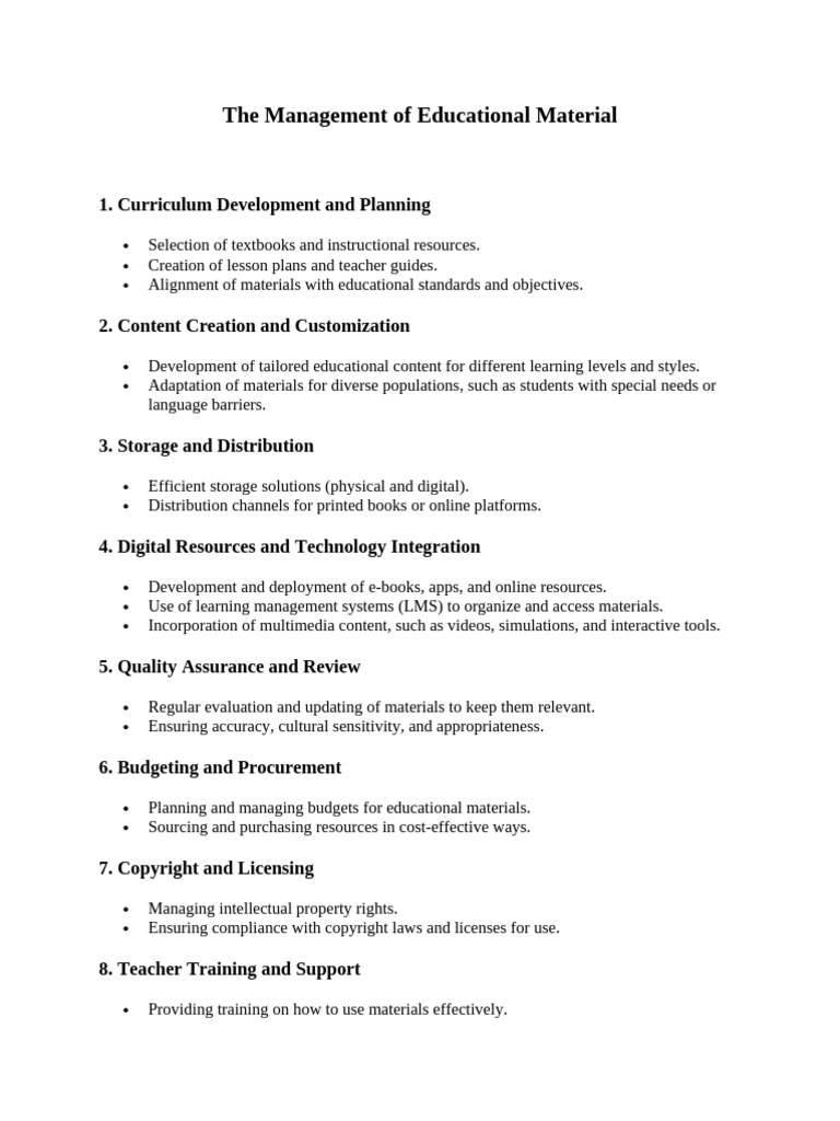 Managing Educational Materials Effectively | PDF | Curriculum ...