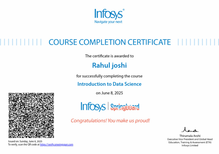 Data Science Course Completion Certificate | PDF
