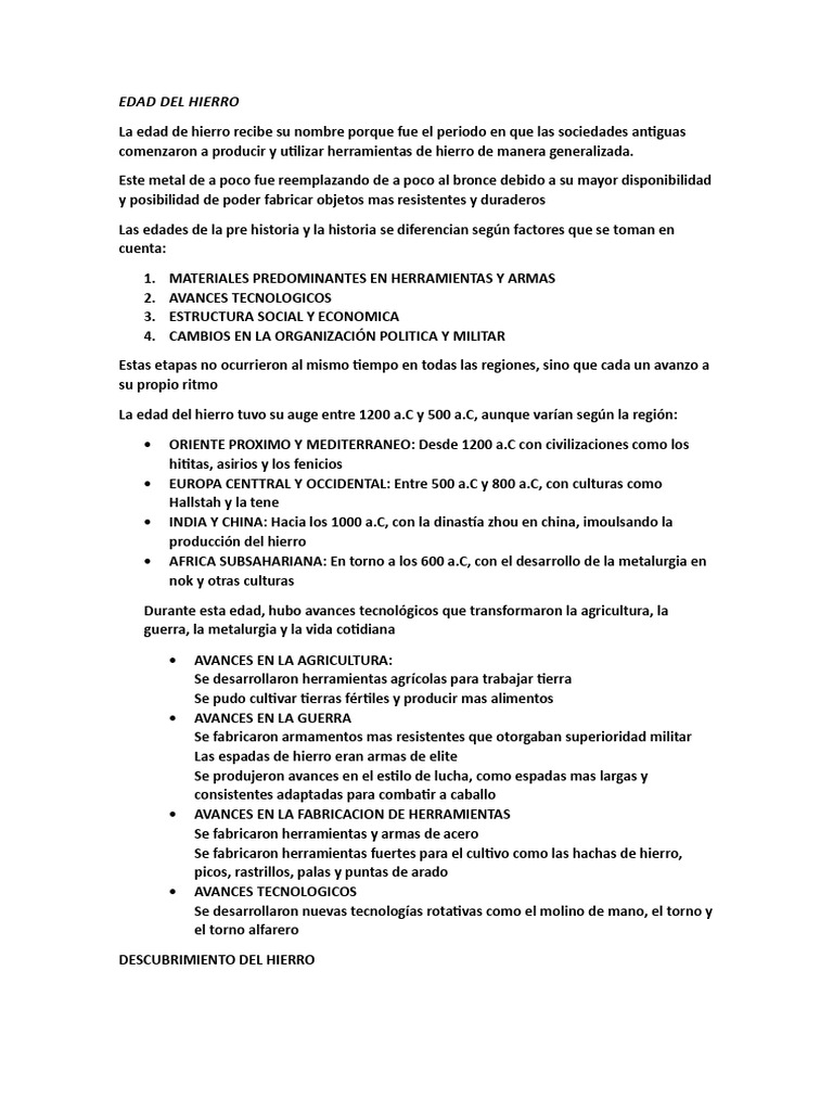 Impacto de la Edad del Hierro en Civilizaciones | PDF | Edad de Hierro ...