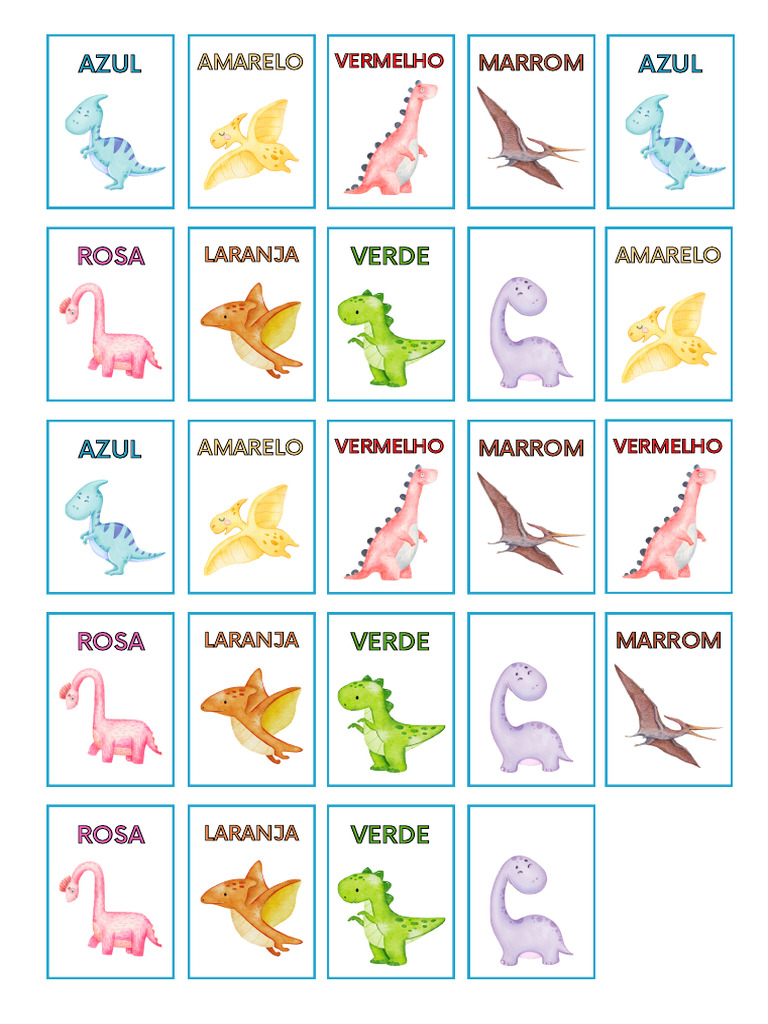 Jogo da Memória: Dinossauros para Imprimir | PDF