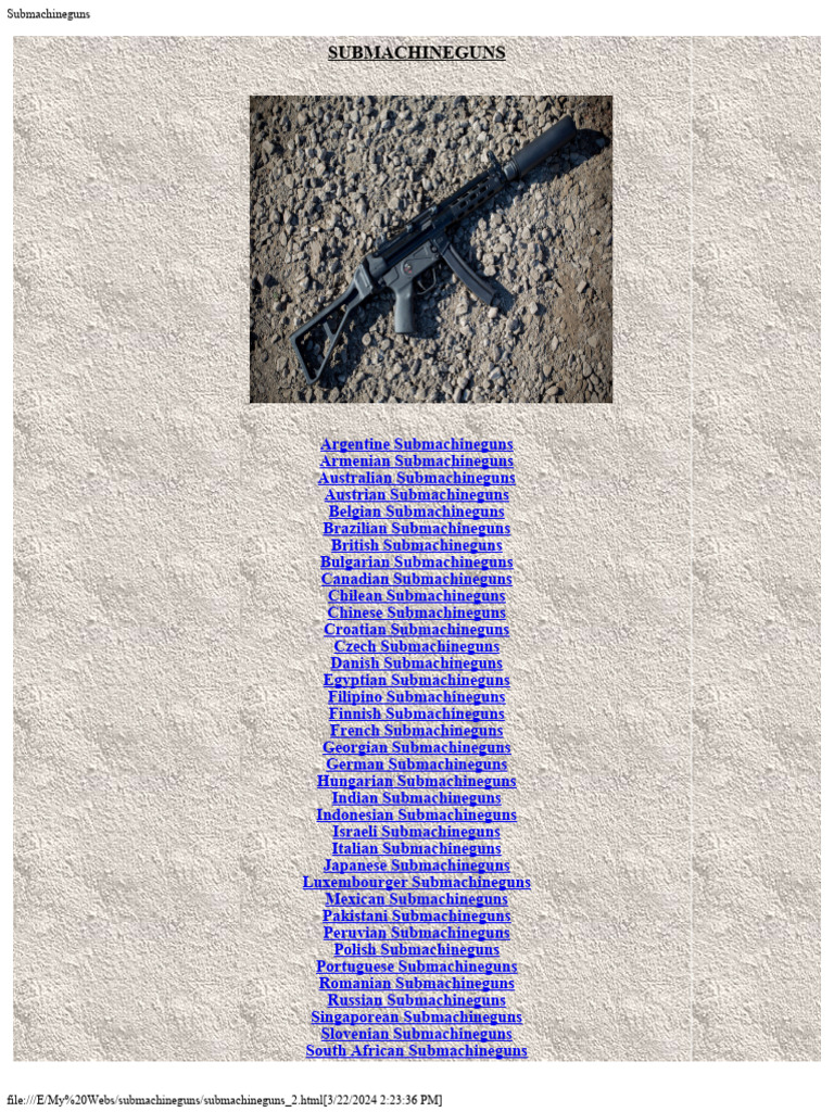 Submachine Guns | PDF | Magazine (Firearms) | Firearm Components