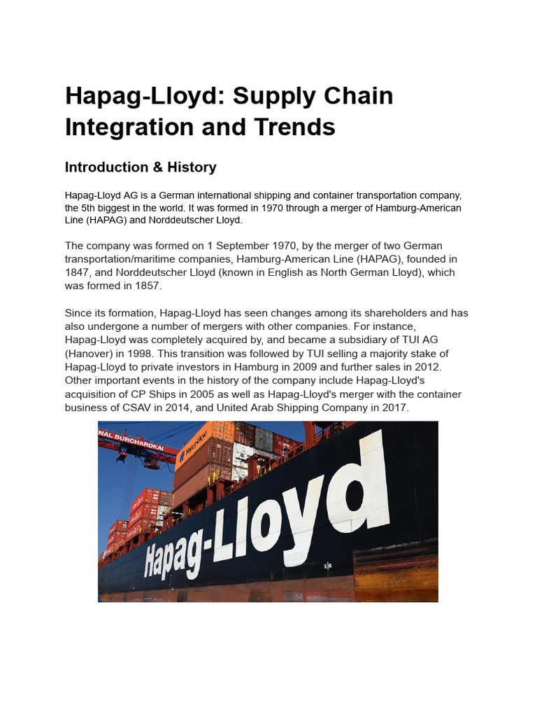 Hapag-Lloyd's Supply Chain Innovations | PDF | Supply Chain | Economies